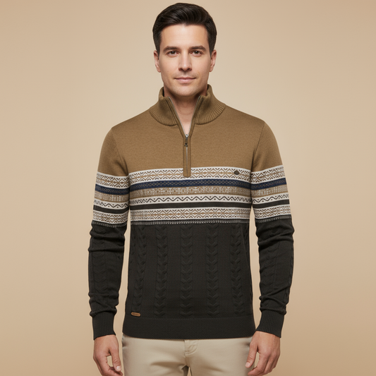 Classic Men's Quarter Zip Fair Isle Sweater - Modish World
