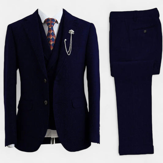 Classic Men's 3-Piece Herringbone Suit - Modish World