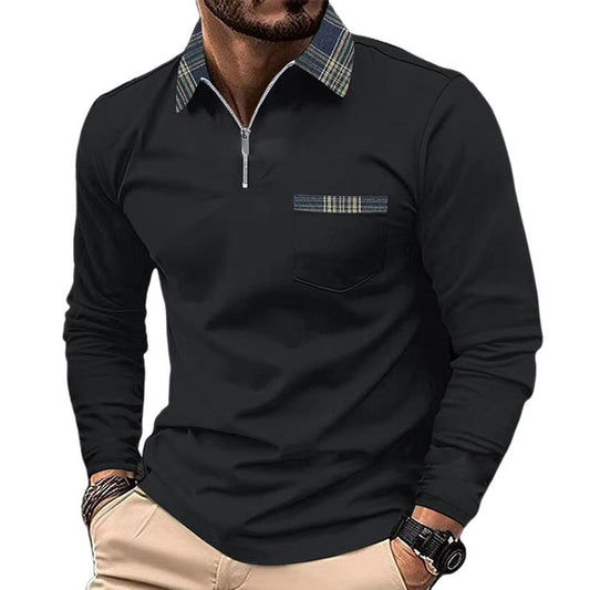 Classic Checked Button Down Long Sleeve Polo Shirt - ModishWorld