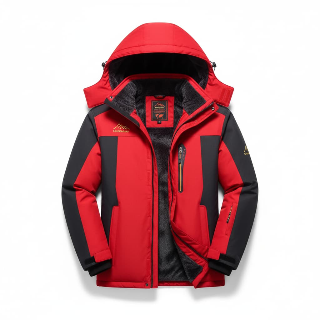 Waterproof Men's Parka Jacket with Hood and Zip Pockets