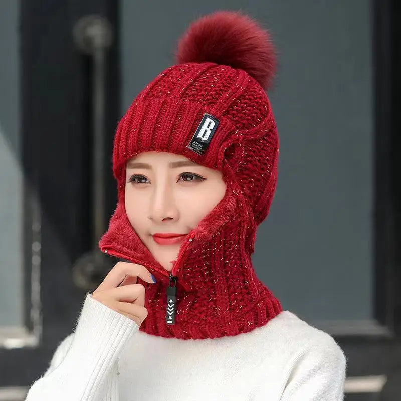 Warm Women's Knit Beanie with Scarf - ModishWorld