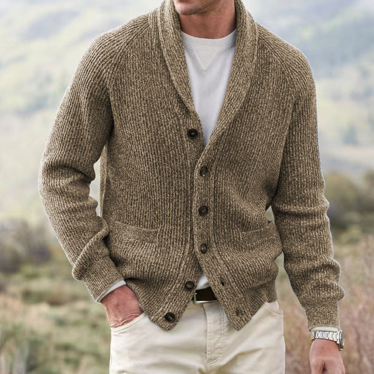 Classic Front Open Cardigan Sweater for Men - ModishWorld