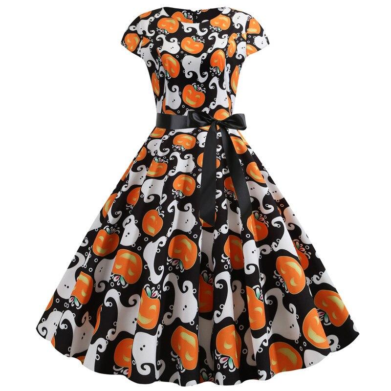 Adorable Fall Halloween Midi Dress - ModishWorld