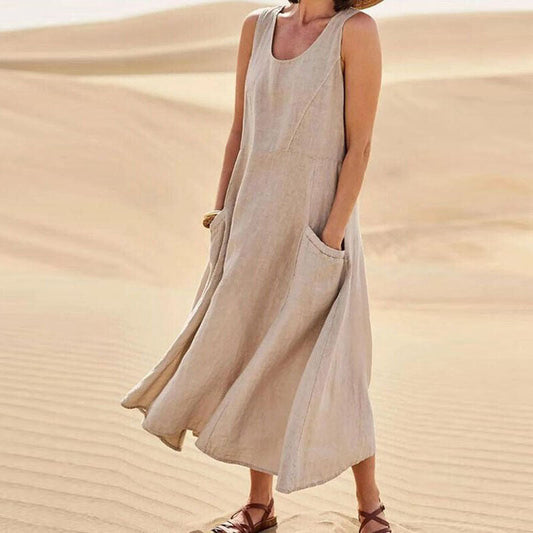 Casual Round Neck Midi Summer Dress for Women - Modish World