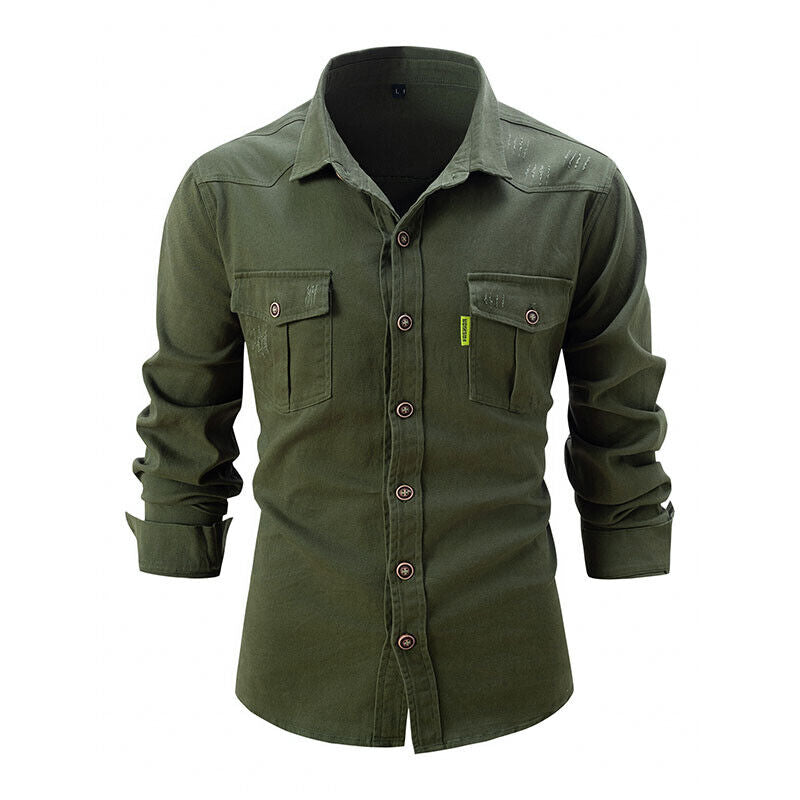 Relaxed Fit Cargo Shirt with Button Front