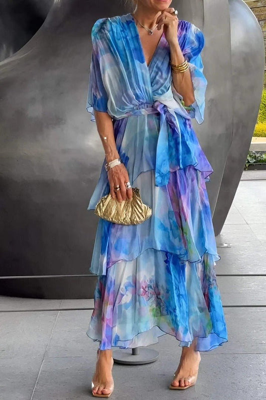 Vibrant Floral V-Neck Summer Dress - Modish World