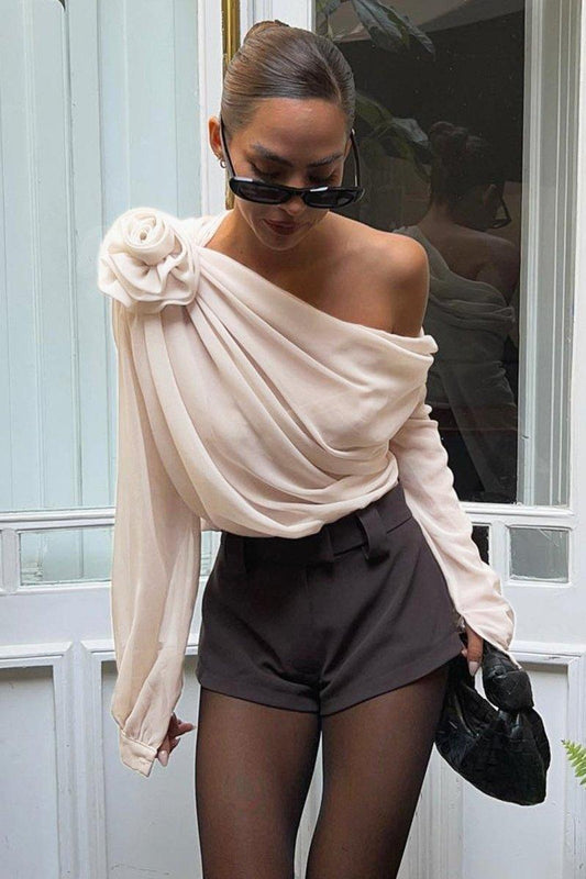 Chic Off-Center Floral Blouse - ModishWorld