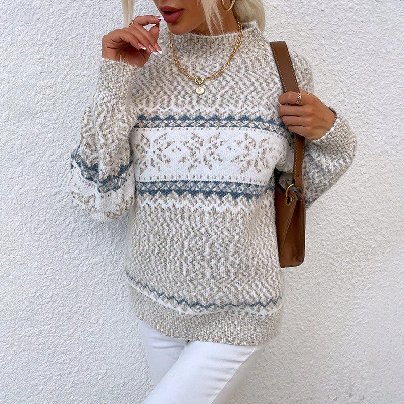 Women's Sweater - Classic Crew Neck Fair Isle Knit