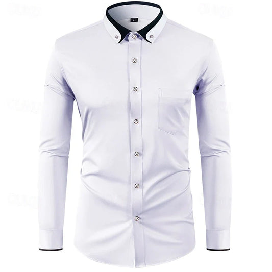 Classic Two Tone Long Sleeve Dress Shirt for Men - ModishWorld