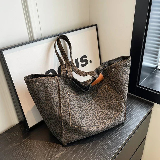 Large Leopard Print Tote Handbag