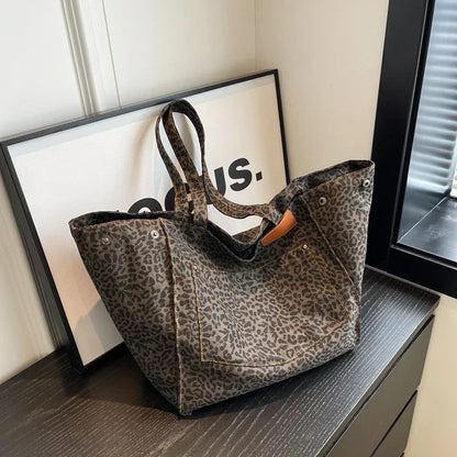Large Leopard Print Tote Handbag