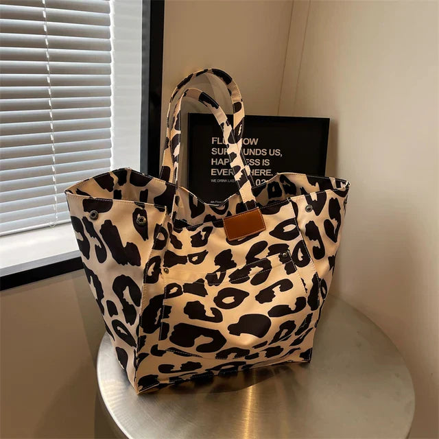 Large Leopard Print Tote Handbag