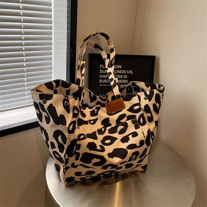 Large Leopard Print Tote Handbag
