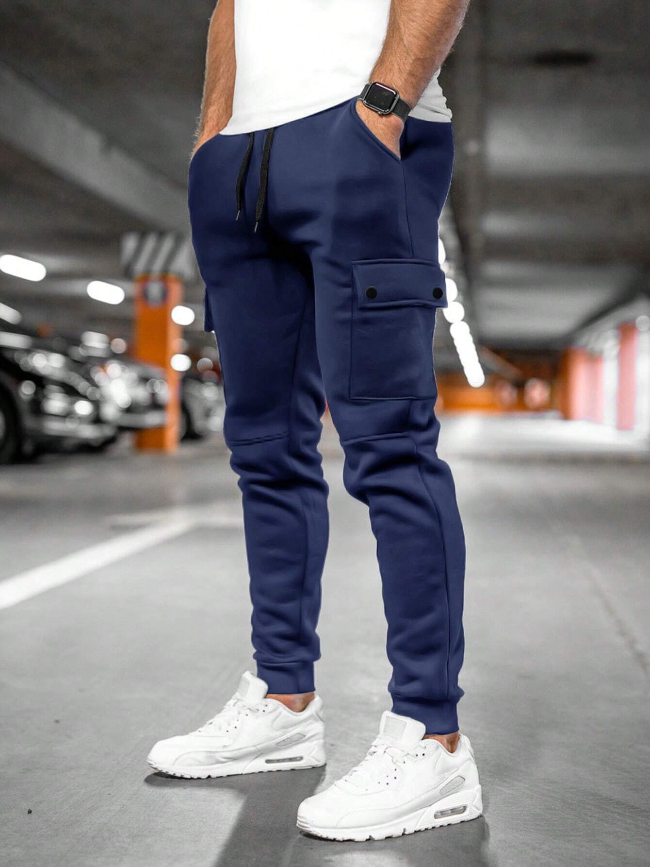 Relaxed Fit Cargo Pants with Elastic Waist
