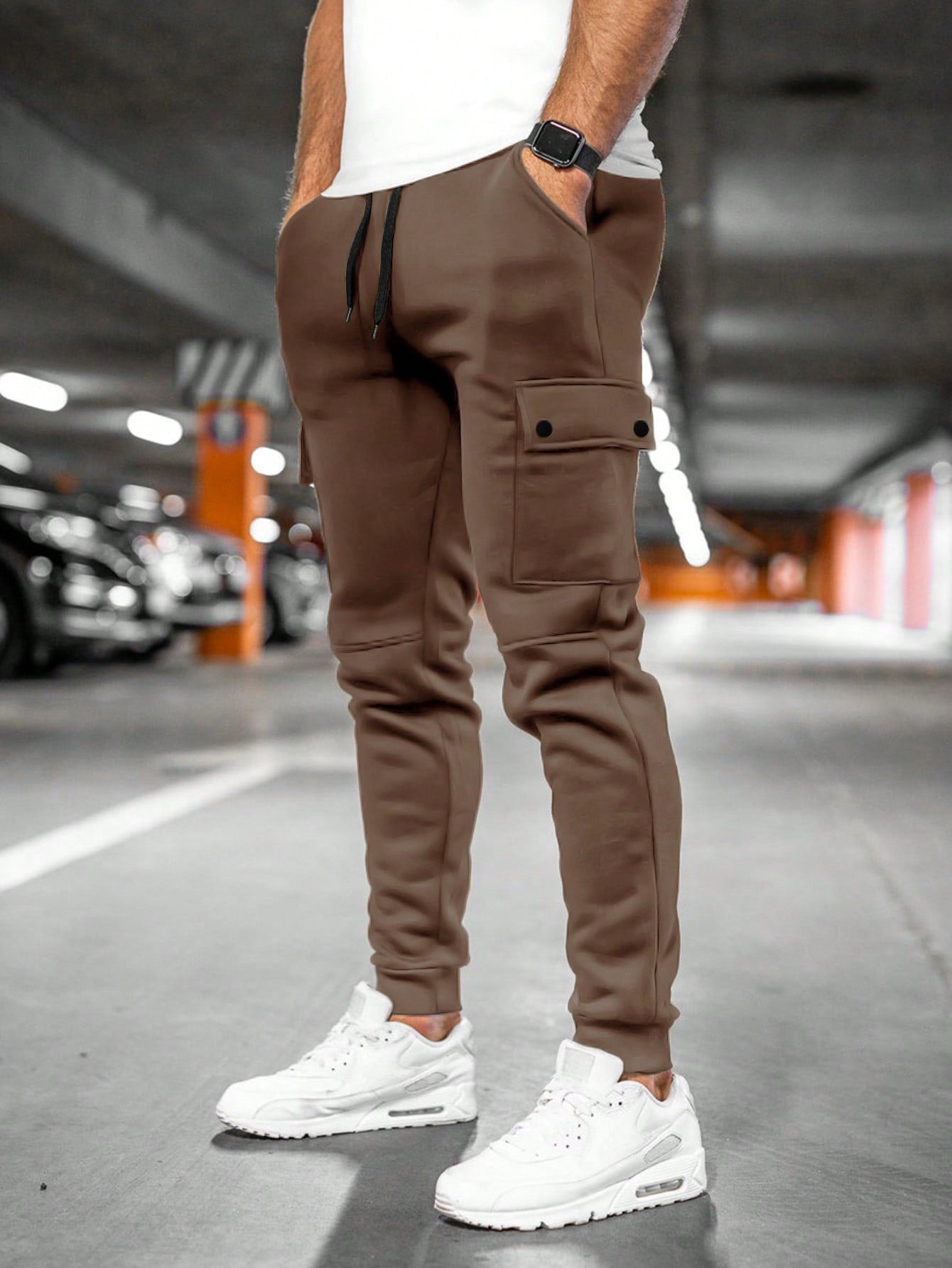 Relaxed Fit Cargo Pants with Elastic Waist