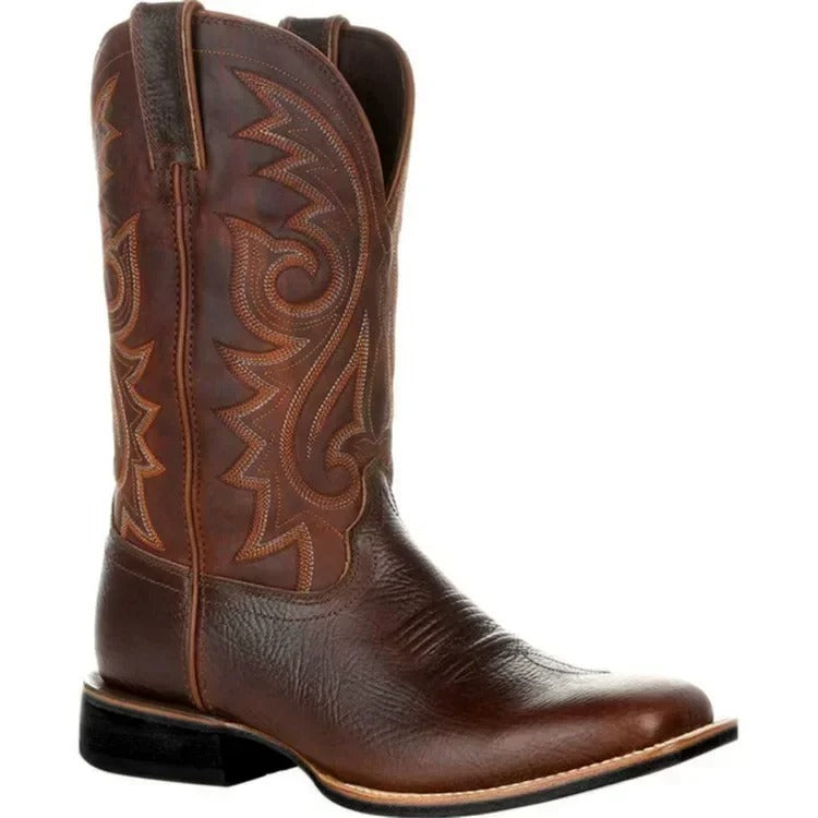 Rugged Leather Cowboy Boots for Men