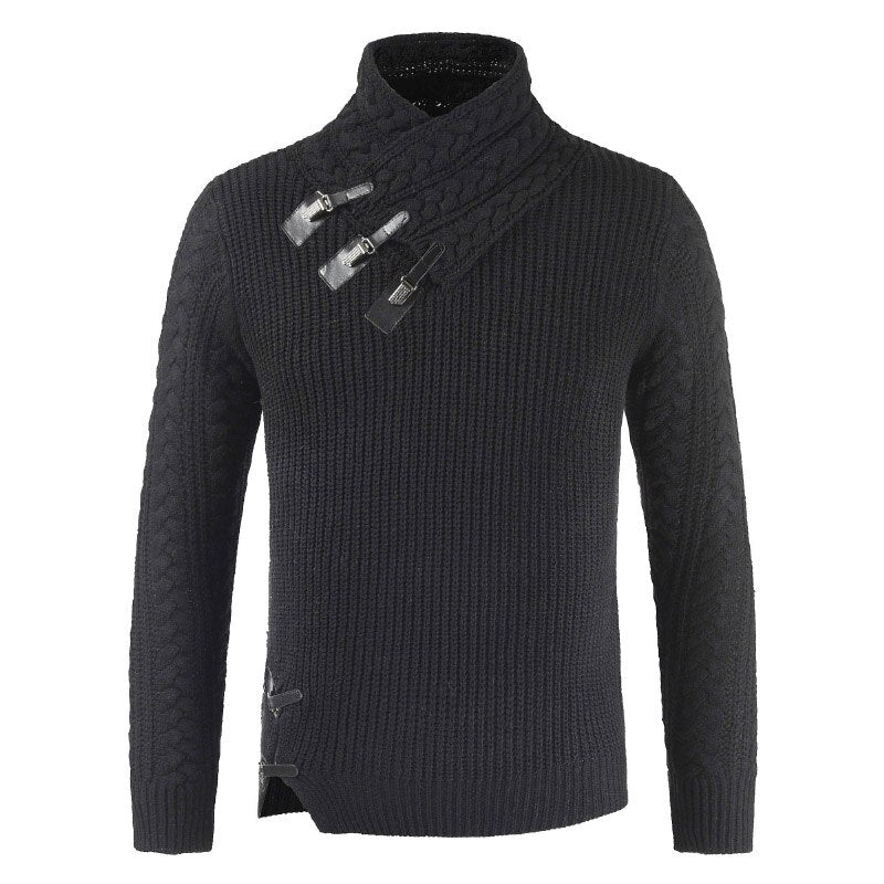 Men's Crew Neck Sweater with Button Fastening