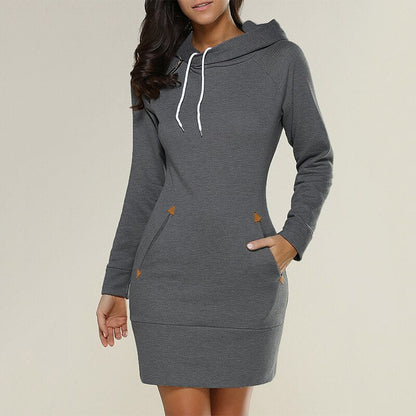 Women's Fitted Hooded Mini Dress with Pockets