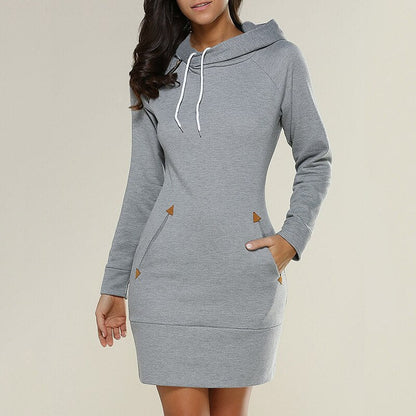 Women's Fitted Hooded Mini Dress with Pockets