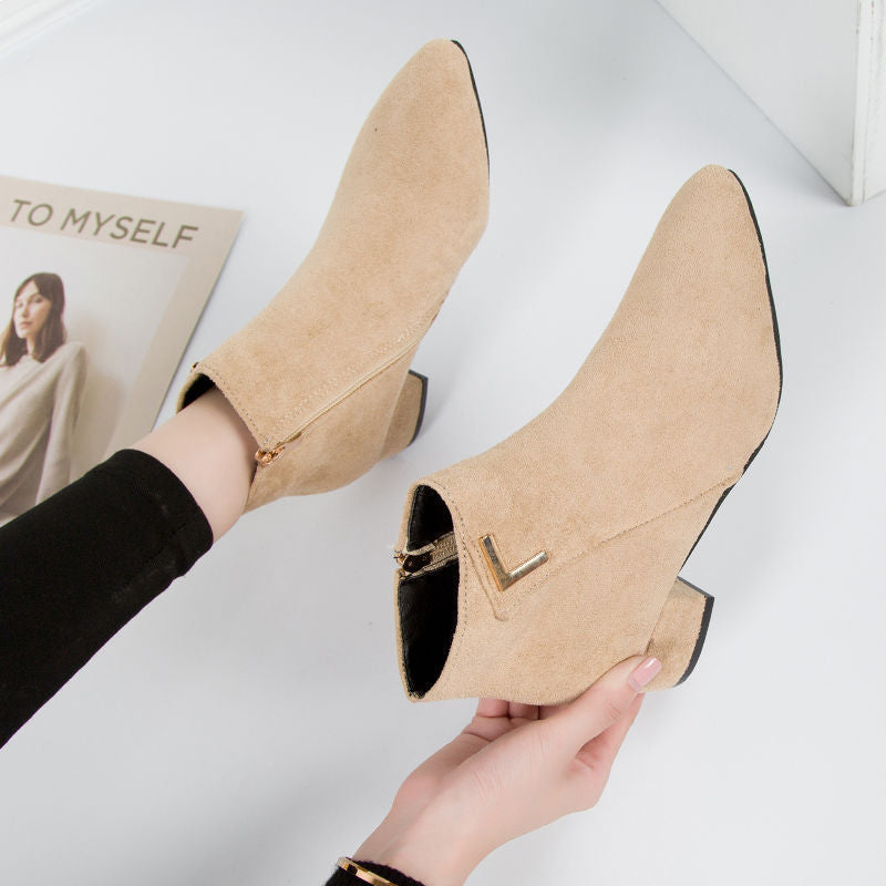 Ladies Low Heel Ankle Boots - Pointed Toe Style - ModishWorld