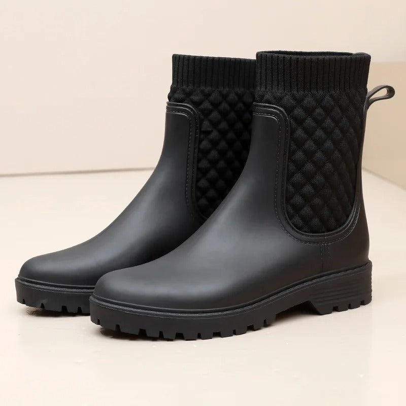Waterproof Women's Slip On Ankle Rain Boot - ModishWorld