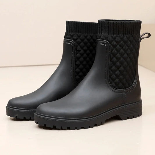 Waterproof Women's Slip On Ankle Rain Boot - ModishWorld