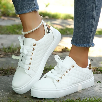 Ladies Fashion Sneakers - Textured Upper with Thick Sole - ModishWorld