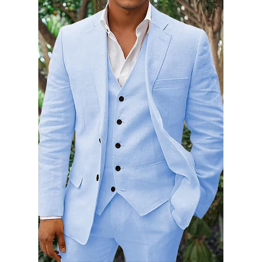 Classic Mens Linen Suit Set: Jacket, Waistcoat and Pants - ModishWorld