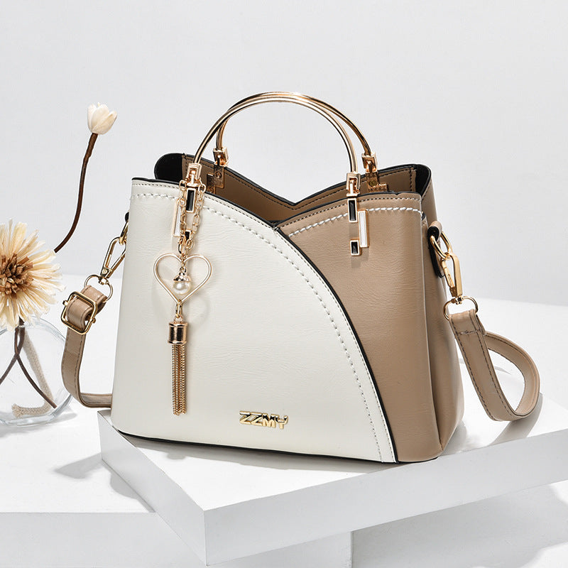 Fashion Colour Block Tote Bag with Metal Handles - ModishWorld