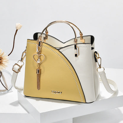 Fashion Colour Block Tote Bag with Metal Handles