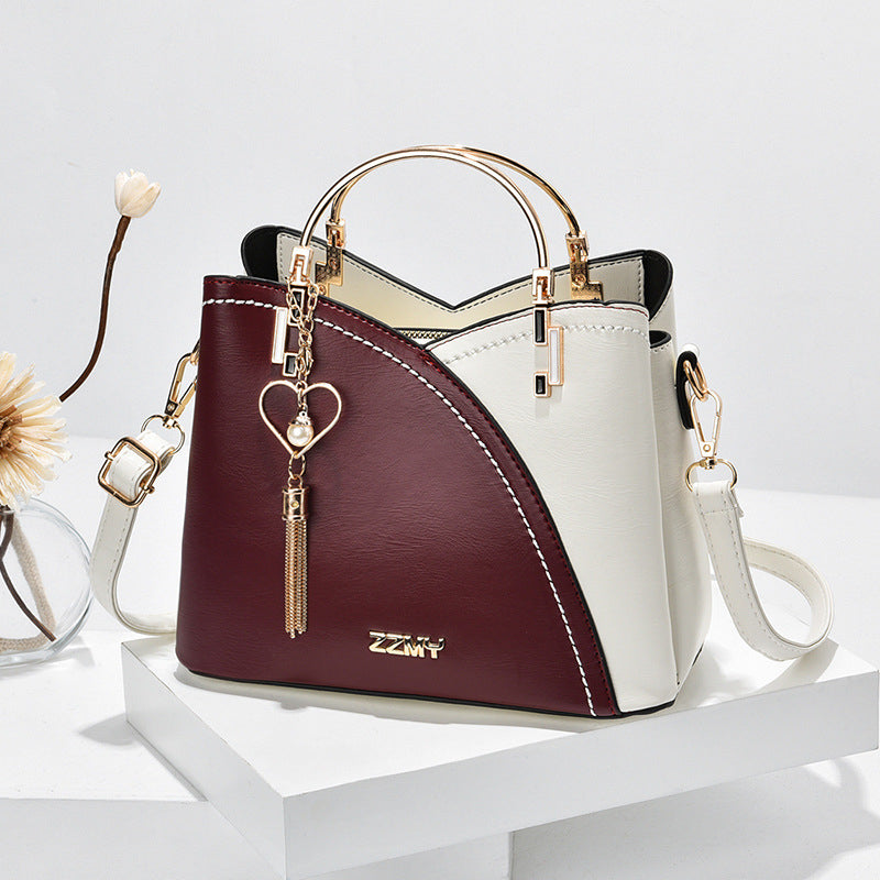 Fashion Colour Block Tote Bag with Metal Handles